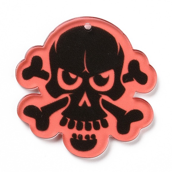 

PandaHall Halloween Translucent Acrylic Pendants, Skull, Black, 34.5x34x2mm, Hole: 1.5mm Acrylic Skull Black