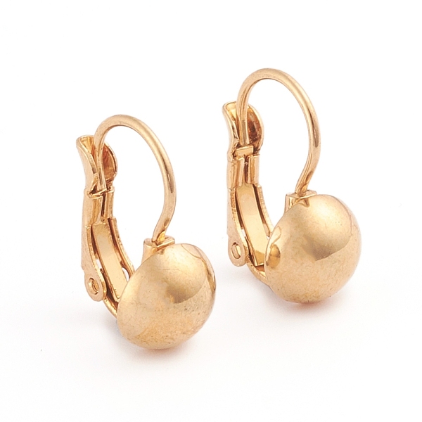 

PandaHall 304 Stainless Steel Leverback Earrings, Half Round, Golden, 16x11.5mm, Half Round: 8mm, Pin: 0.7mm, 12pairs/board 304 Stainless...