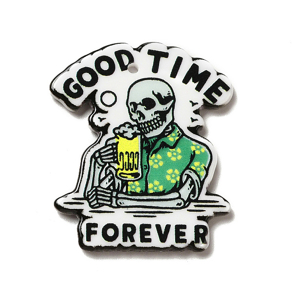 

PandaHall Halloween Charm, Printed Acrylic Pendants, Skeleton, 37x32x2mm, Hole: 1.8mm Acrylic Skeleton