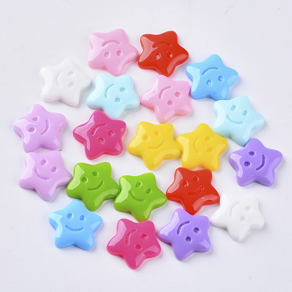 

PandaHall Resin Cabochons, Star, Mixed Color, 15x16x3.5mm Resin Star Multicolor