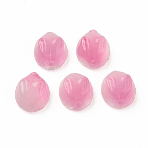 

PandaHall Two Tone Transparent Spray Painted Glass Beads, Rabbit, Pink, 14x12x8mm, Hole: 1.4mm Glass Rabbit Pink