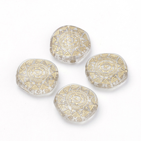 

PandaHall Plating Transparent Acrylic Beads, Golden Metal Enlaced, Flat Round, Clear, 18x17.5x6mm, Hole: 2mm Acrylic Flat Round Clear