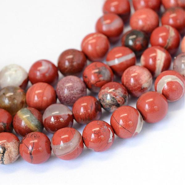 

PandaHall Natural Red Jasper Round Bead Strands, 8~8.5mm, Hole: 1mm, about 47pcs/strand, 15.5 inch Red Jasper Round