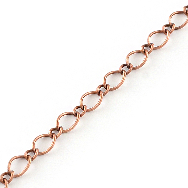 

PandaHall Iron Figaro Chains, with Card Paper, Soldered, Red Copper, 5.7x3.8x0.5mm Iron