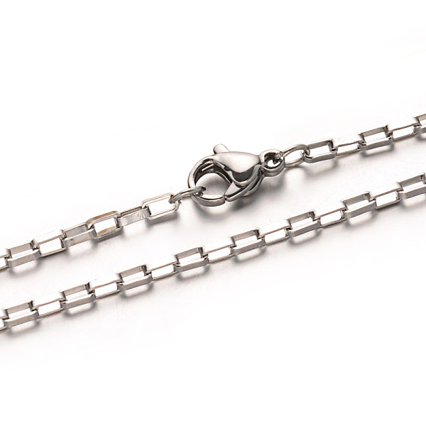

PandaHall 304 Stainless Steel Box Chain Necklaces, with Lobster Claw Clasps, Stainless Steel Color, 15.7 inch(39.9cm) 304 Stainless Steel