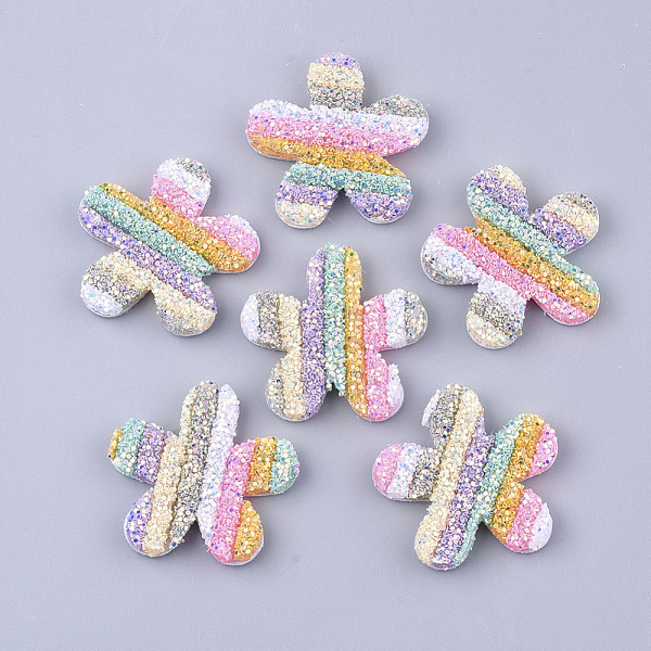 

PandaHall Plastic Cabochons, with Sequins/ Paillettes and Non Woven Fabric, For Hair Clip Making, Flower, Colorful, 46~47x48x6mm Plastic...