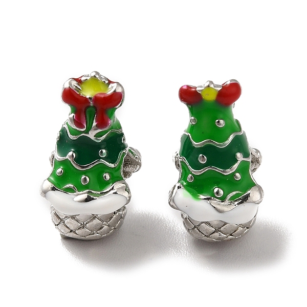 

PandaHall Christmas Theme Alloy Enamel European Beads, Large Hole Bead, Platinum, Green, 14.5x10x6mm, Hole: 4.6mm Alloy+Enamel Christmas...