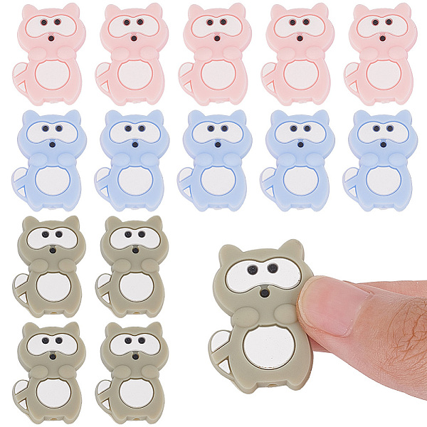 

PandaHall Olycraft 18Pcs 3 Colors Raccoon Silicone Beads, DIY Nursing Necklaces and Bracelets Making, Chewing Pendants For Teethers, Mixed..., Multicolor