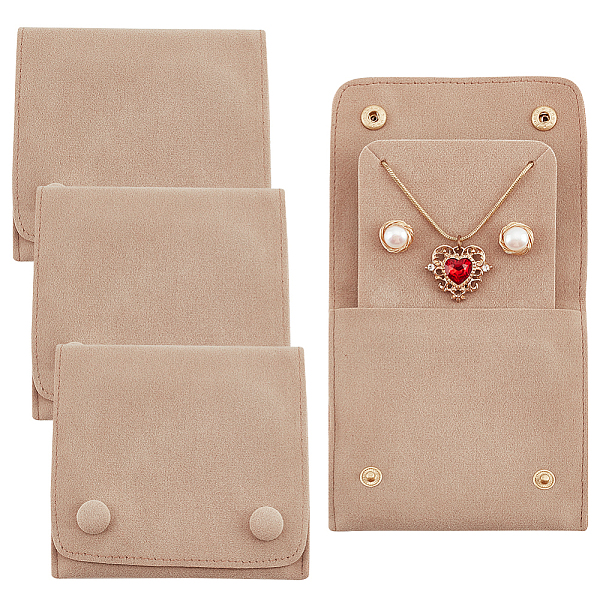 

PandaHall Lint Cloth Jewelry Gift Pouches with Snap Fastener, Jewelry Storage Bags, Rectangle, Tan, 9.5x10cm Cloth None Orange