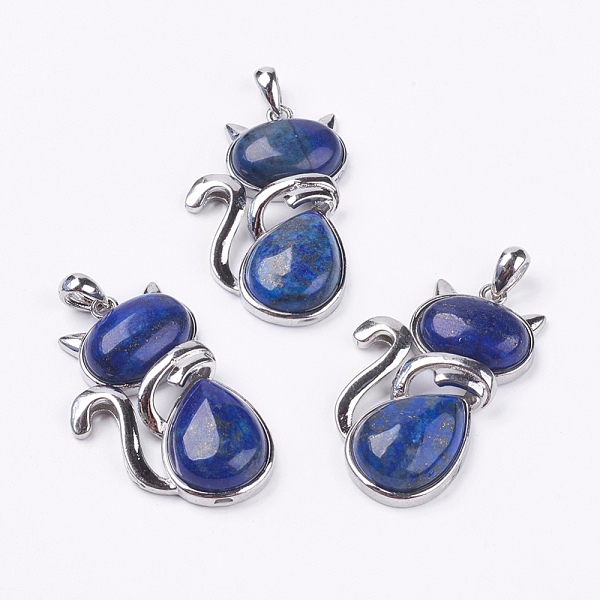 

PandaHall Natural Lapis Lazuli Kitten Pendants, with Brass Findings, Cat Silhouette Shape, Platinum, 44x26.5x7.5mm, Hole: 4x6mm Lapis Lazuli...