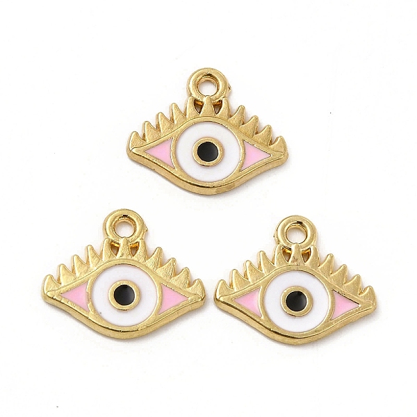 

PandaHall Alloy Enamel Pendants, Eye Charm, Golden, Pink, 12.5x15x1.5mm, Hole: 1.4mm Alloy+Enamel Eye Pink