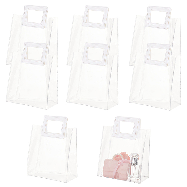 PandaHall BENECREAT 8PCS PVC Gift Bag with Handle, Rectangle Transparent Gift Wrap Bag Gift Storage Bags for Bridal Party, Baby Shower...