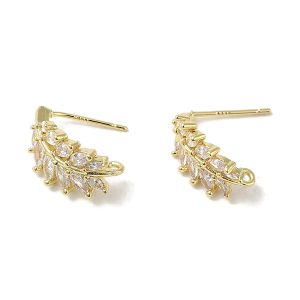 

PandaHall Brass Micro Pave Cubic Zirconia Ear Wire Findings, Ear of Wheat, Real 14K Gold Plated, 16.5x8.5mm, Hole: 1.2mm, Pin: 11x0.7mm..., Clear