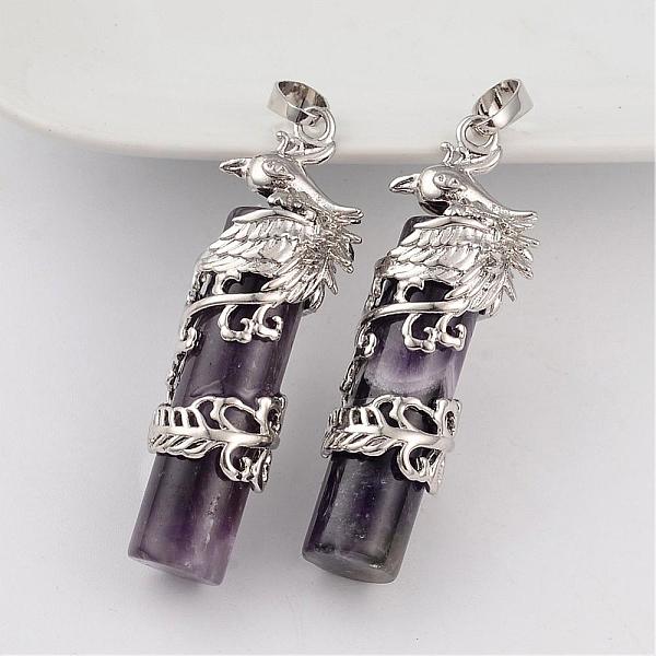 

PandaHall Column Natural Amethyst Pendants, with Platinum Tone Brass Findings, 49x16x13mm, Hole: 8x5mm Amethyst Column