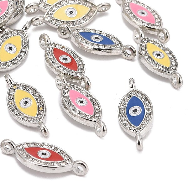 

PandaHall Alloy Rhinestone Links connectors, Cadmium Free & Lead Free, with Enamel, Grade A, Evil Eye, Platinum Color, Mixed Color..., Multicolor