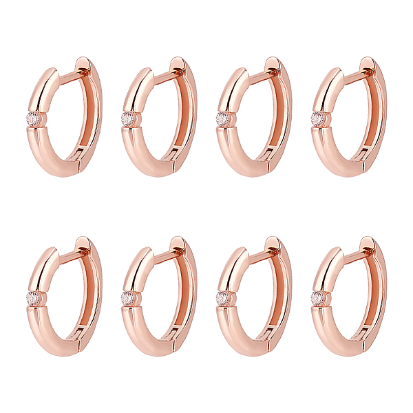 

PandaHall 4 Pairs Cubic Zirconia Hoop Earrings, Rose Gold Huggie Earrings Round Huggie Studs Small Hoop Earrings Set Piercing Ear Jewelry...
