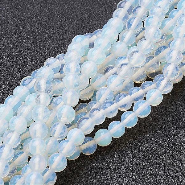 

PandaHall Opalite Loose Beads, Opal Round Beads Strands, White, 6mm, Hole: 0.8mm, about 65pcs/strand, 14.5~15 inch Opalite Round White