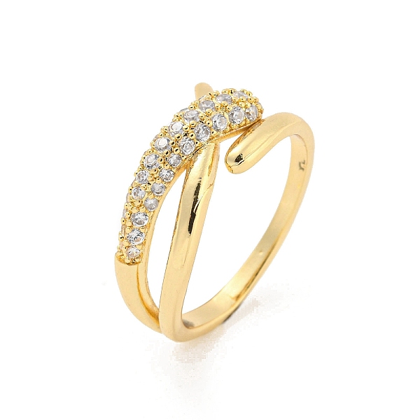 

PandaHall Cross Brass Micro Pave Clear Cubic Zirconia Open Cuff Rings, Long-Lasting Plated, Golden, US Size 8(18.1mm) Brass+Cubic Zirconia...