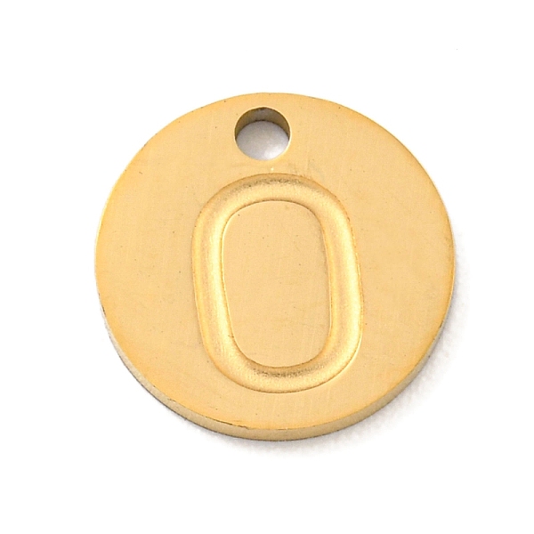 

PandaHall Ion Plating(IP) 304 Stainless Steel Pendants, Laser Cut, Flat Round with Letter Charm, Golden, Letter O, 10x1mm, Hole: 1.4mm 304...