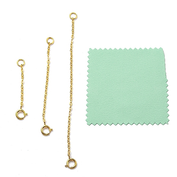 

PandaHall 3Pcs 3 Style 925 Sterling Silver Chain Extender, with Clasps & Curb Chains and 1Pc Silver Polishing Cloth, Golden, 30~80mm...