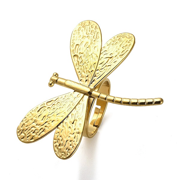 

PandaHall 304 Stainless Steel Adjustable Finger Ring for Women, Dragonfly, Golden, US Size 7 1/4(17.5mm) 304 Stainless Steel Dragonfly