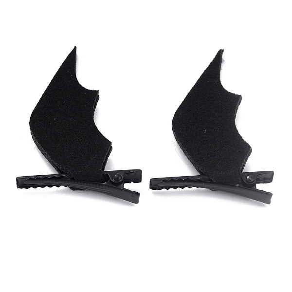 

PandaHall Halloween Resin Alligator Hair Clips, with Iron Clip Findings, Devil Wing, Black, 64.5x41x9.5mm, 2pcs/Set Resin Black