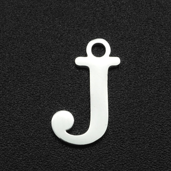 

PandaHall 201 Stainless Steel Charms, Laser Cut, Letter, Stainless Steel Color, Letter.J, 12x7x1mm, Hole: 1.5mm 201 Stainless Steel Letter J