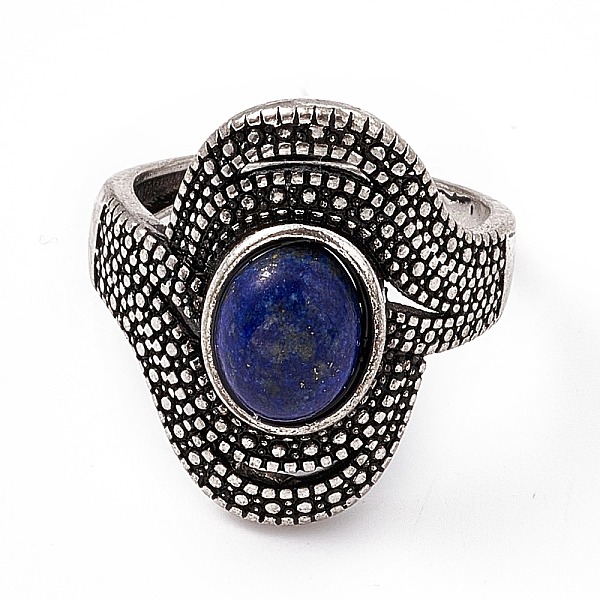Oval Natural Lapis Lazuli Adjustable Rings