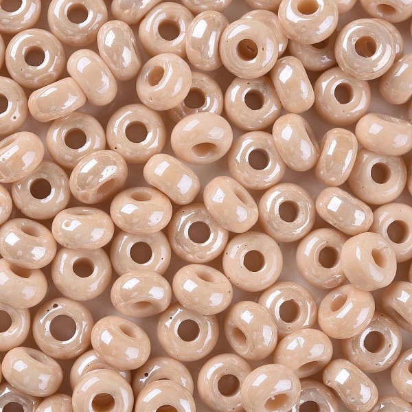 

PandaHall Opaque Colours Luster Glass Round Beads, Round Hole, PeachPuff, 3~5x9~10mm, Hole: 2.5mm, about 73pcs/50g Glass Brown