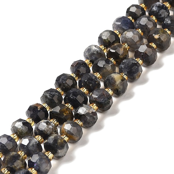 

PandaHall Natural Iolite Beads Strands, with Seed Beads, Faceted Rondelle, 7~8x5~6mm, Hole: 1mm, about 45~46pcs/strand, 14.57''~14.96''...