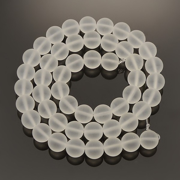 

PandaHall Frosted Transparent Round Glass Beads Strands, Clear, 8mm, Hole: 1mm, about 50pcs/strand, 15.3 inch Glass Round Clear