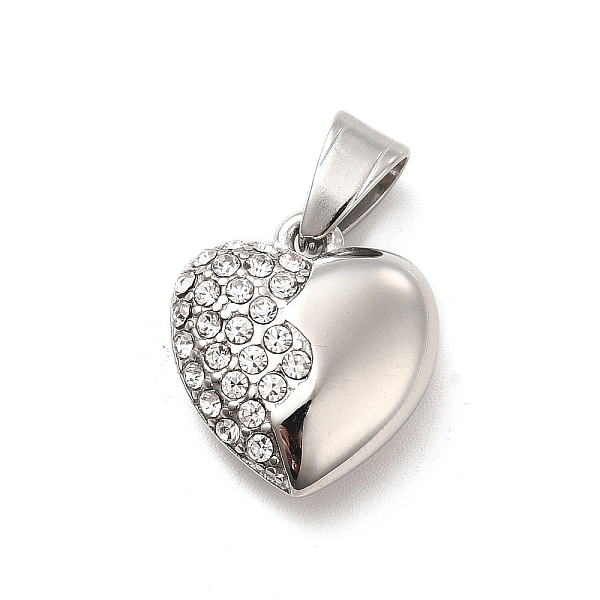 

PandaHall 304 Stainless Steel Pendants, with Crystal Rhinestone, Heart Charms, Stainless Steel Color, 18.5x17x7.5mm, Hole: 7x4.5mm Stainless..., Clear