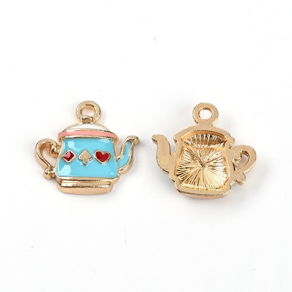 

PandaHall Zinc Alloy Enamel Pendant, Light Gold, Teapot, Light Sky Blue, 17x18x3mm, Hole: 1.8mm Alloy+Enamel Others