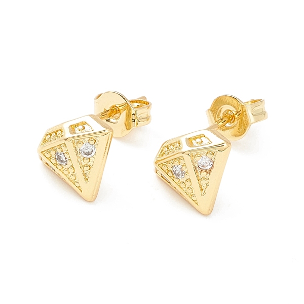 

PandaHall Clear Cubic Zirconia Diamond Stud Earrings, Brass Jewelry for Women, Cadmium Free & Nickel Free & Lead Free, Real 18K Gold Plated...