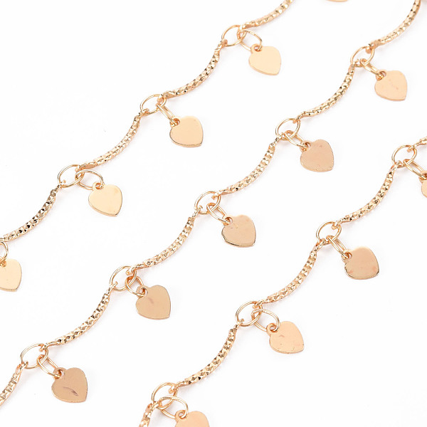 

PandaHall Handmade Brass Bar Scalloped Bar Chain, Soldered, Textured, with Spool, Heart, Real 18K Gold Plated, 12.5x1.5x2mm and...