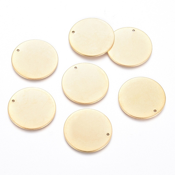 

PandaHall Ion Plating(IP) 304 Stainless Steel Pendants, Stamping Blank Tag, Flat Round, Golden, 25x1mm, Hole: 1.4mm 304 Stainless Steel Flat...