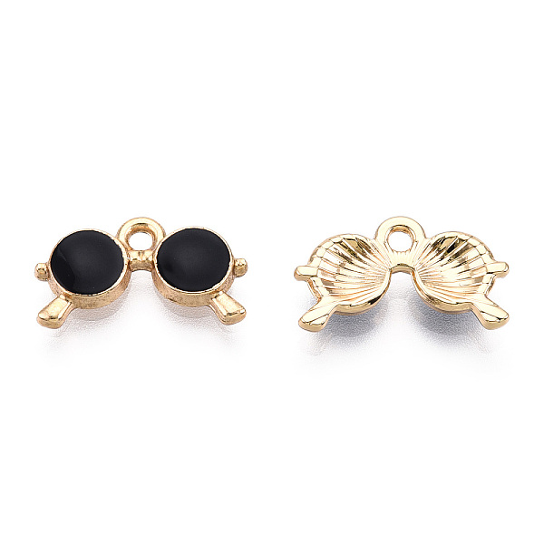 

PandaHall Eco-Friendly Zinc Alloy Pendants, with Enamel, Glasses, Cadmium Free & Nickel Free & Lead Free, Golden, Black, 10x18x2.5mm, Hole...