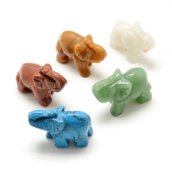 

PandaHall Natural & Synthetic Mixed Stone Display Decorations, Elephant, 45~53x18~26x33~38mm Mixed Stone Elephant