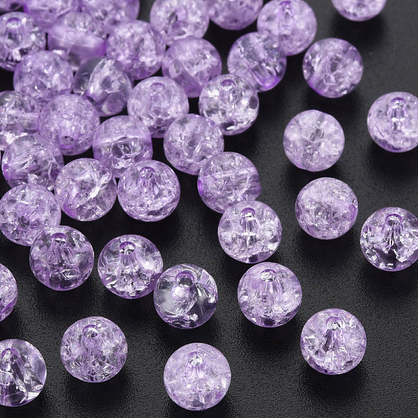 

PandaHall Transparent Crackle Acrylic Beads, Round, Violet, 8x7mm, Hole: 1.8~2mm, about 1745pcs/500g Acrylic Round Purple