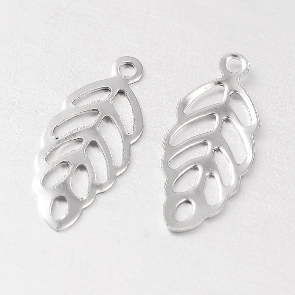 

PandaHall Hollow Leaf 316 Surgical Stainless Steel Filigree Charms, Stainless Steel Color, 13x5x1mm, Hole: 0.5mm 316 Surgical Stainless...