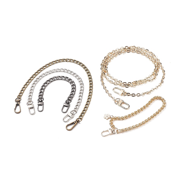 

PandaHall Purse Chains, Iron Chain Bag Handles, Alloy Swivel Clasp Bag Strap, Mixed Styles, Mixed Color, 21~112cm Iron