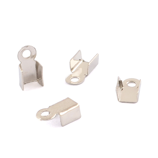 

PandaHall Iron Cord Ends, Folding Crimp Ends, Fold Over Crimp Cord Ends, Platinum, 6x3x2mm, Hole: 1.5mm Iron