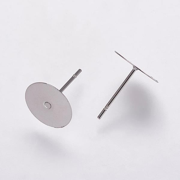 

PandaHall 304 Stainless Steel Stud Earring Settings, Flat Pad Earring Post, Flat Round, Stainless Steel Color, Tray: 10mm, 12x10mm, Pin...