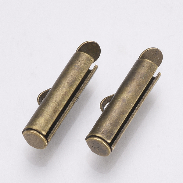 

PandaHall Brass Slide On End Clasp Tubes, Slider End Caps, Antique Bronze, 6x10x4mm, Hole: 1x3mm Brass