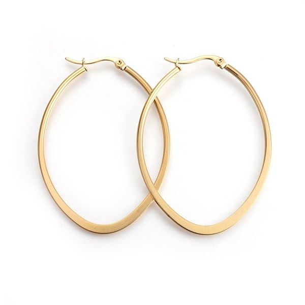 

PandaHall 201 Stainless Steel Hoop Earrings, with 304 Stainless Steel Pin, Hypoallergenic Earrings, Oval, Golden, 55x40x2mm, Pin: 1mm 201...