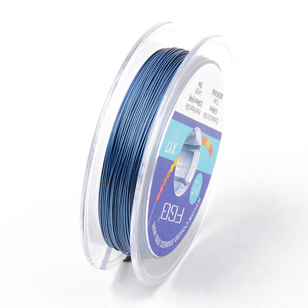 

PandaHall Tiger Tail Beading Wire, 7-Strand Bead Stringing Wire, Nylon Coated Stainless Steel Wire, Steel Blue, 26 Gauge, 0.4mm, about 32.8...