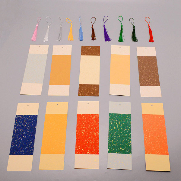 

PandaHall DIY Rectangle Bookmark Making Kit, Including Polyester Tassel Pendants, Blank Rice Paper Card, Mixed Color, 115~130x5mm..., Multicolor