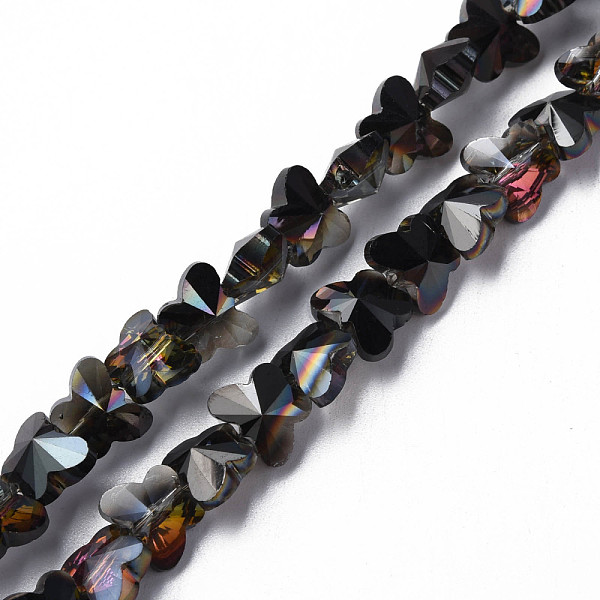 

PandaHall Electroplate Transparent Glass Beads Strands, AB Color Plated, Half Plated, Faceted, Butterfly, Gray, 8x10x6mm, Hole: 1mm, about...