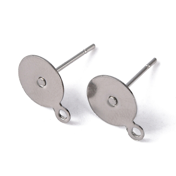 

PandaHall Original Color Stainless Steel Stud Earring Findings, with Loop, Stainless Steel Color, 10.5x8mm, Hole: 1mm, Pin: 0.7mm Stainless...