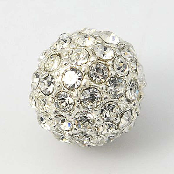

PandaHall Alloy Rhinestone Beads, Grade A, Round, Silver Color Plated, Crystal, 10mm, Hole: 2mm Alloy+Rhinestone Round Clear